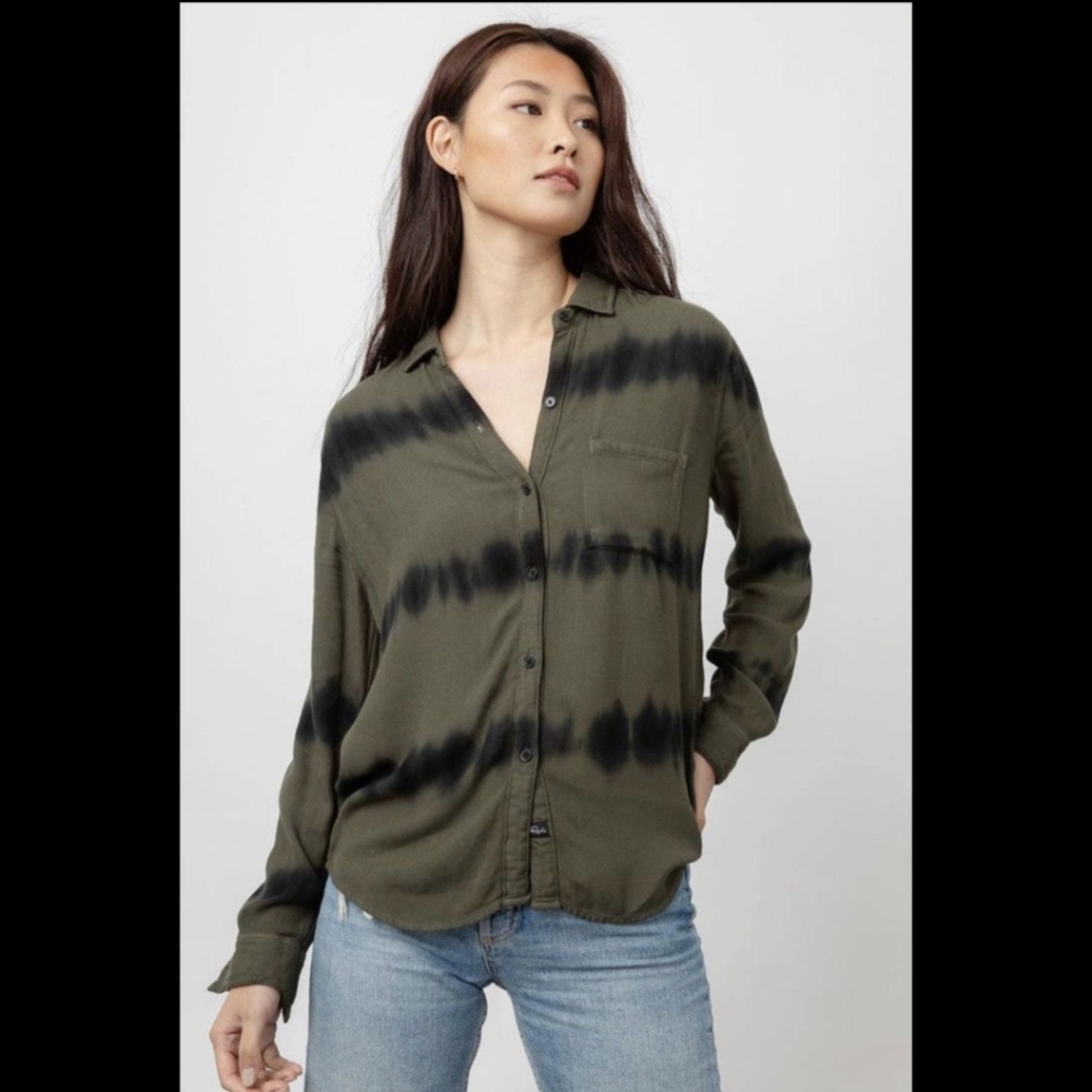RAILS Green Black Button Down Shirt Top